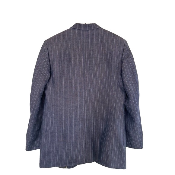 Banana Republic Blazer Sport Coat Pinstripe Linen Gray Blazer 42R Single Vent - Picture 3 of 12